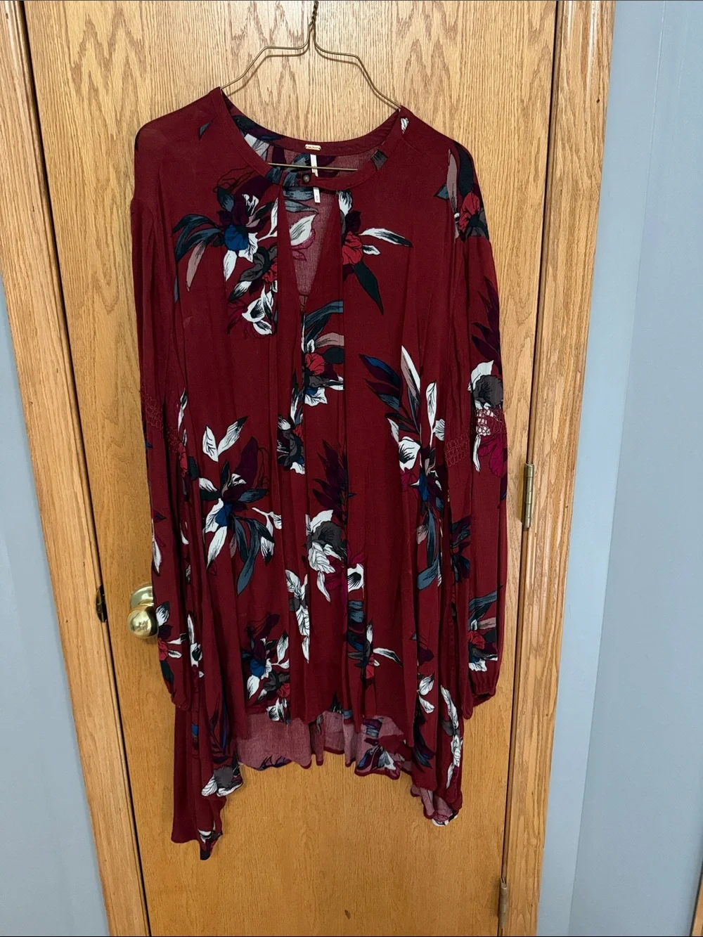 Free People Burgundy Floral Maxi Dress